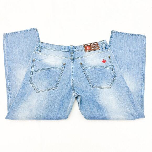 Dsquared Men's Wide Leg Light Wash Denim Jeans Model 410 Size 33 - Picture 5 of 8